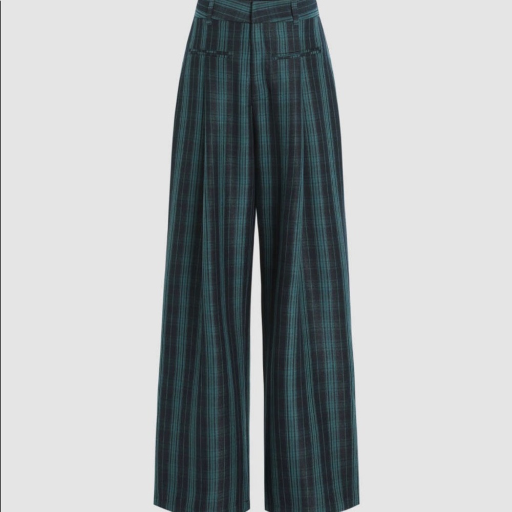 CIDER CHECK PATTERN WIDE LEG TROUSER